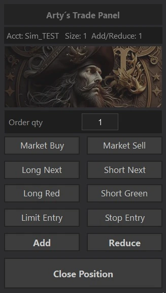 NinjaTrader 8 Order Execution Panel with professional ATM management and one-click entry controls.